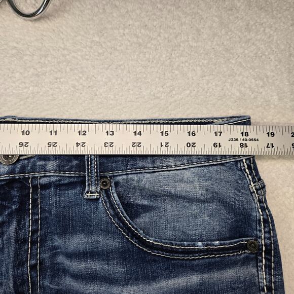 BKE Buckle Nolan Jeans 38x32 Straight Fit Blue Feather Whisker y2k 2000s (36x30) - Picture 9 of 14